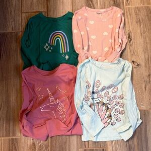 Cat & Jack Kids Long Sleeve Tees - Green, Pink, Light Blue